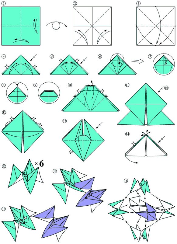 Объемные новогодние игрушки из бумаги схемы оригами