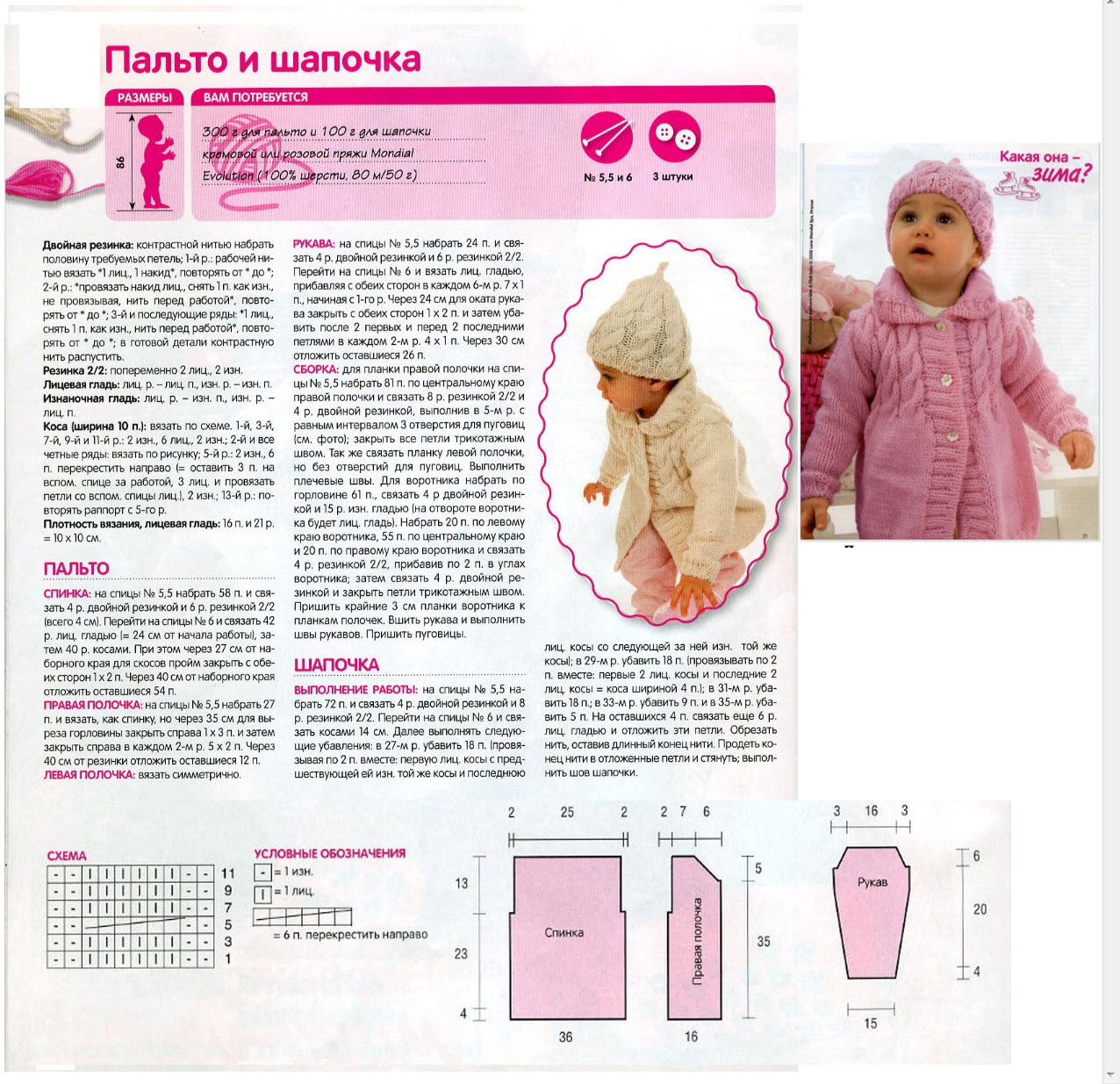 Схема вязания детского пальто для девочки Схема вязания детского пальто для девочки
